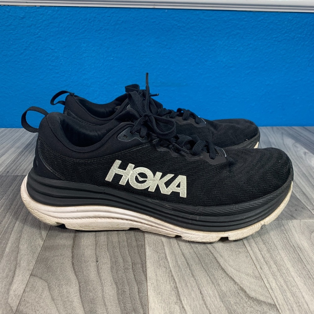 Hoka One Gaviota 5 Men's Size 10 2E Wide Black White Running Shoes 1134234 BWHT